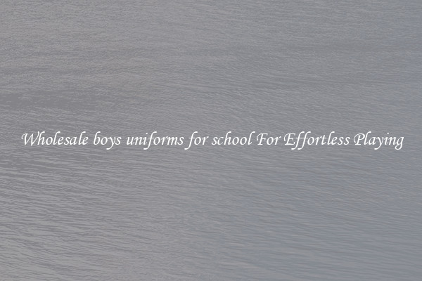 Wholesale boys uniforms for school For Effortless Playing