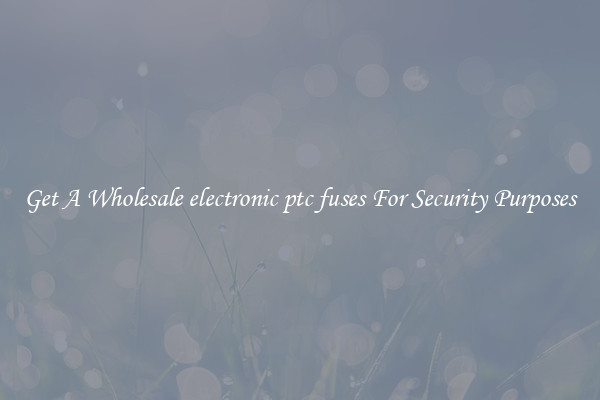 Get A Wholesale electronic ptc fuses For Security Purposes